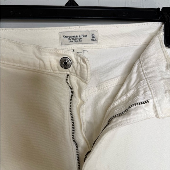 ABERCROMBIE and FITCH Jeans Women 34/18R 90s Straight High Rise Curve Love White - Picture 2 of 10